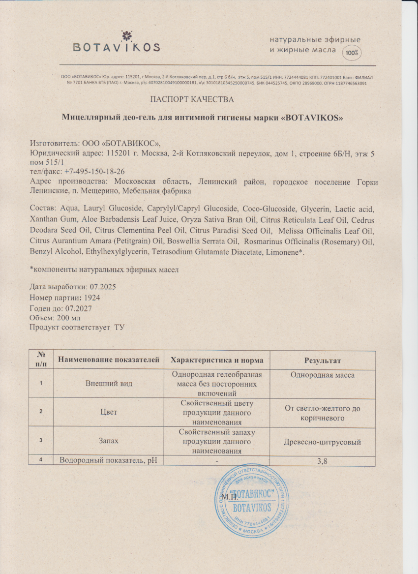 Паспорт №072025